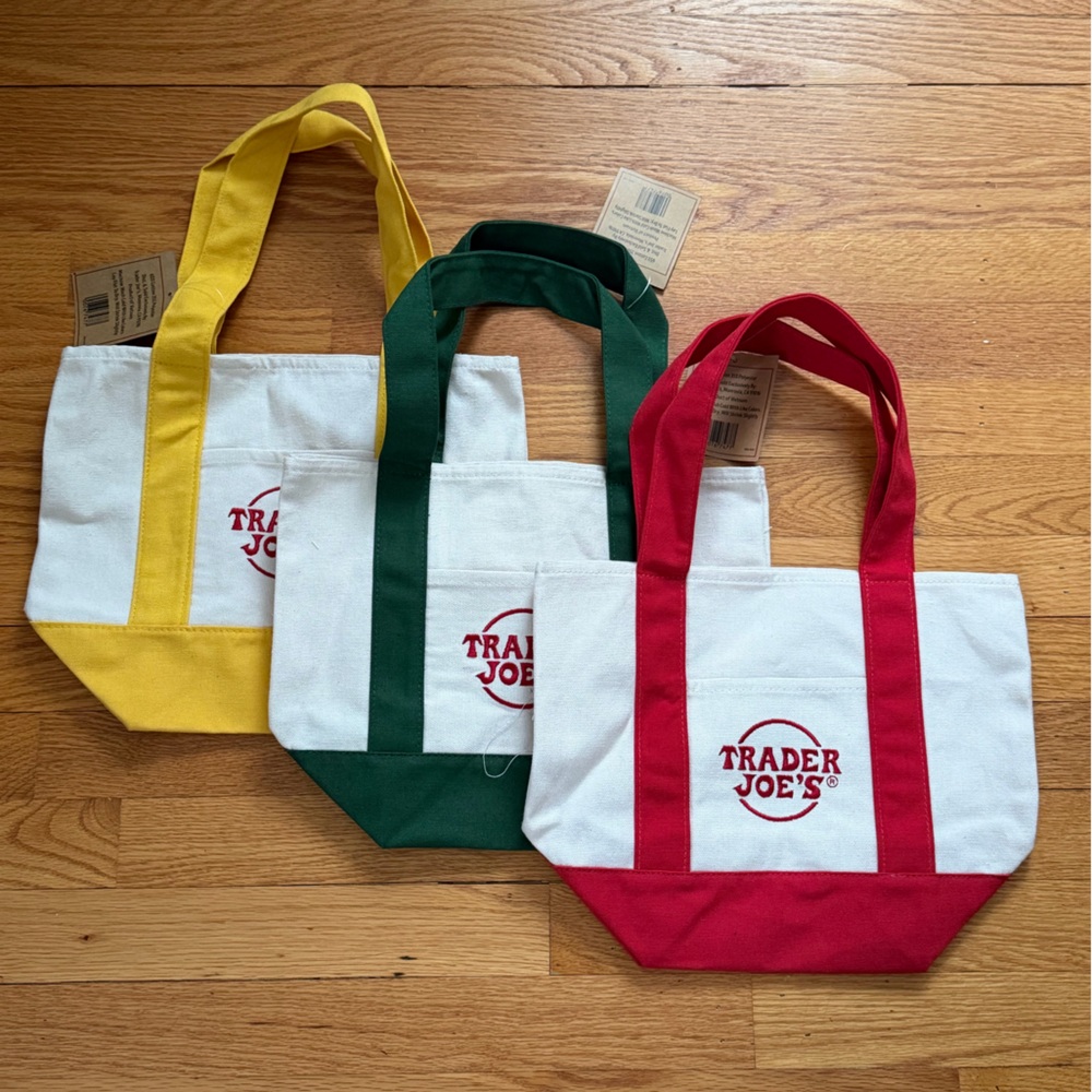 Trader Joe's Colorful Canva Mini Tote Bag Set of 3